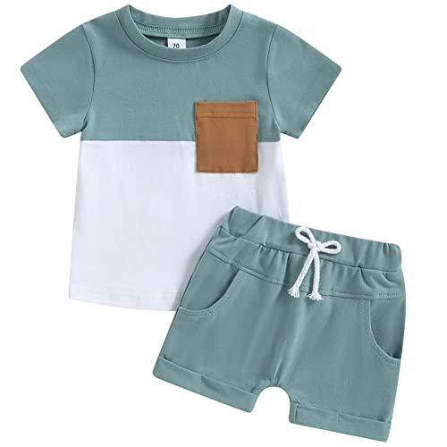 Image of Mubineo Infant Toddler Baby Boy Summer T Shirt Shorts Outfits Short Sleeve Tee Tops Clothes Set