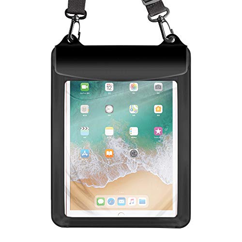 Universal Tablet Waterproof Case Pouch Dry Bag for iPad 10.2/9.7, iPad Pro 11/10.5, iPad Air, Samsung Galaxy Tab, Surface Go, Lenovo Dragon Touch Fusion5 Asus Vankyo MatrixPad Simbans LG (Black)