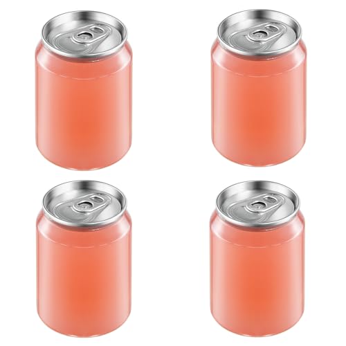 ABUKE 8.5OZ(250ml) Disposable Juice Bottles 200 Pack - Plastic Sealable Can Cups with Easy Open Lids for Boba, Smoothie, Drinking, Clear Beverage Container