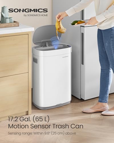 Caneca de basura rectangular con sensor 65 L blanco miniatura 2