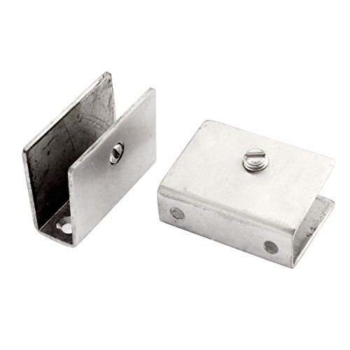Aexit 2 Pcs Clamps 10mm-14mm Thickness Adjustable Square Shelf Glass Clip Clamp Hand-Screw Clamps Silver Tone
