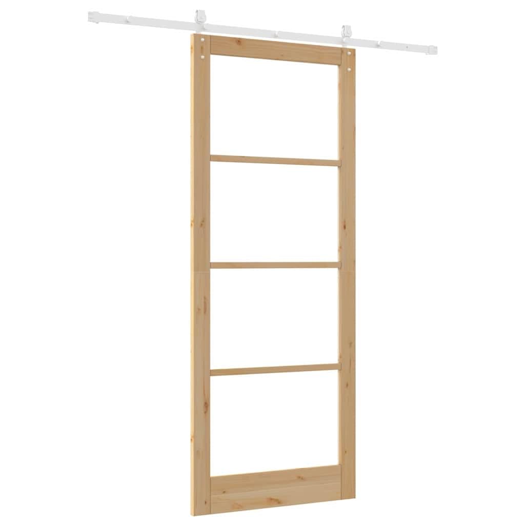 vidaXL Drzwi przesuwne 93 x 232 cm Lite drewno sosnowe i szkło | Minimalistyczny wygląd dodaje smaku każdemu pomieszczeniu, W zestawie znajdziesz wszystko,