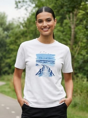Image of Nobero Women's Graphic Printed T-Shirt | Regular Fit 180 GSM Cotton Tee for Women | Comfortable Round Neck Casual Wear