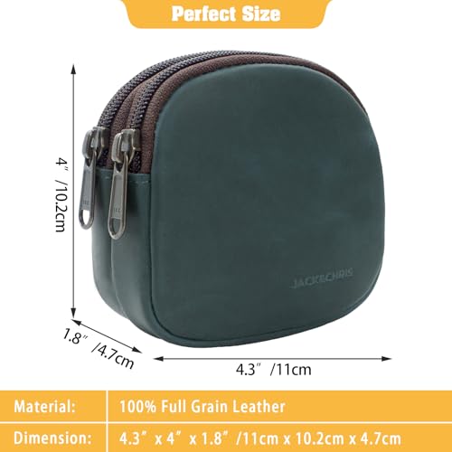 Image of Jack&Chris Coin Purse for Men, Genuine Leather Mini Coin Wallet Zipper Pocket with Back Belt Loop, Coin Bag for Men, Blue