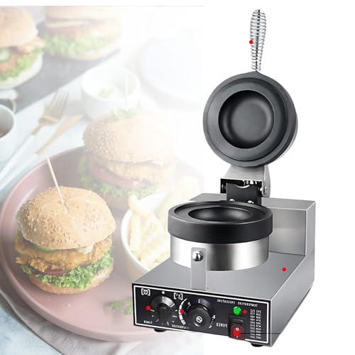 Lissontine Máquina De Hamburguesa Y Gofrera Profesional, Máquina para Helados con Prensa Panini Gelato Y Wafflera Multifuncional para Street Food Y Desayunos Single