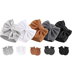 5 Baby Bow Hats + 5 Pairs Mittens (Set H)
