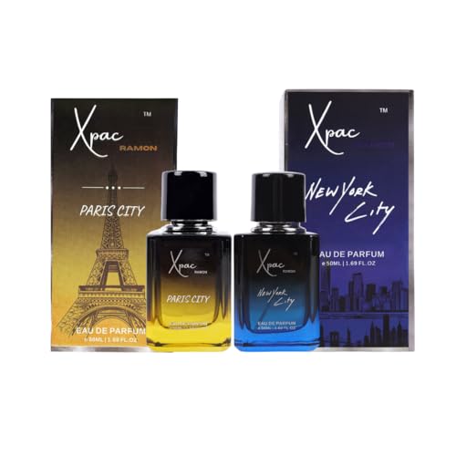 Image of New york and Paris city- 50 ml Eau de parfum combo | Long lasting fragrance with Citrus, Lavender, wood, amber and Vetiver | Best date, night and party fragrance Pack of 2