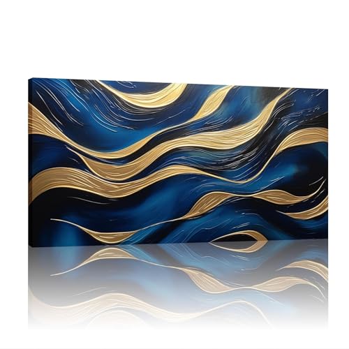 Art mural bleu or grand format pour sublimer votre séjour