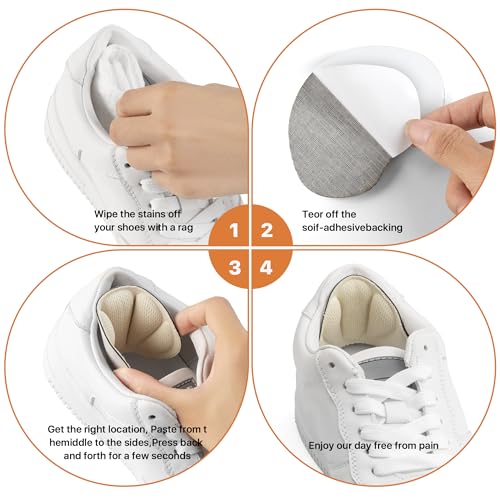 Image of 3 Pairs Heel Cushion Pads for Big Loose Shoes, Self-Adhesive Back of Heel Cushion Inserts, Filler Improved Shoe Fit and Comfort for Sports and Casual Shoes