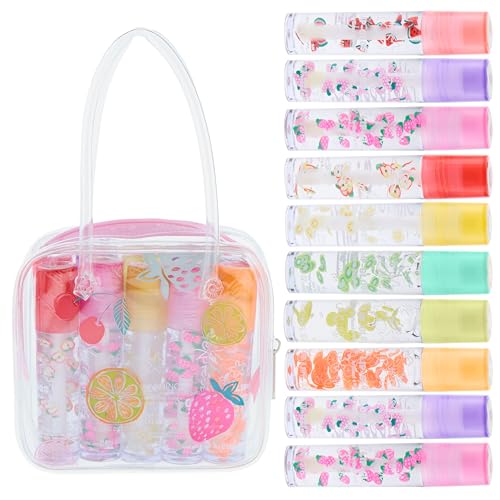 Gloss à lèvres roll-on enfant maquillage brillant fruits lot de 10 pièces