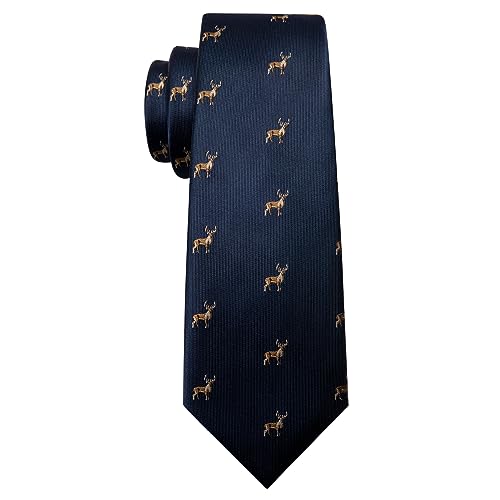 Image of Barry.Wang Fun Animal Ties for Men Designer Handkerchief Cufflink WOVEN Casual Necktie Set Festival