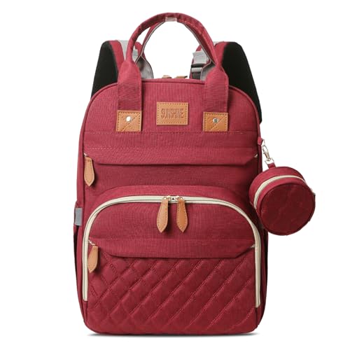 Image of JSTPRO Diaper Bag Backpack, Large Diaper Bag with Changing Station, Baby Bag, New Mom Gifts, Lightweight Waterproof Unisex Diaper Bag with Insulated Pockets and USB Charging Port, Red