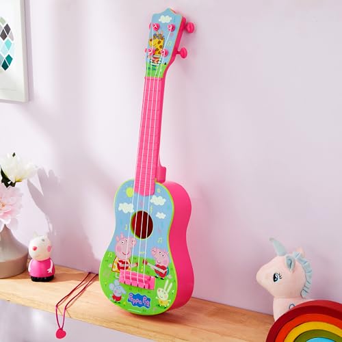 Image of Amazon Brand - Jam & Honey Peppa Pig Guitar | Musical Toy with Sound Play | Lightweight & Child-Safe Design | Encourages Rhythm & Creativity | Pretend Play Toy for Girls | Age 3+