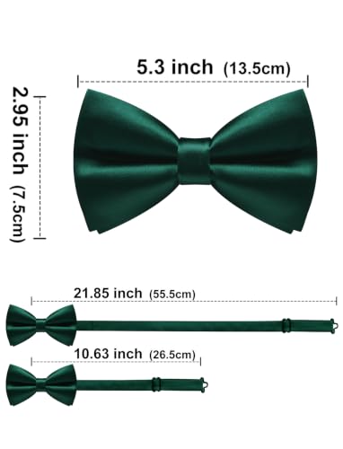 Image of Solid Color Bow Ties for Men Silk Pre-tied Tuxedo Bowtie Set 4PCS