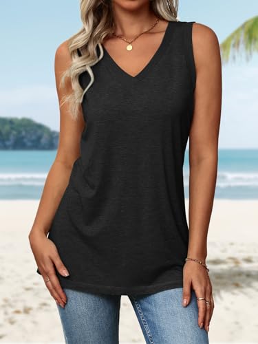 ATHMILE Women Summer V Neck Tank Top Sleeveless Spring Tee Beach Vacation Tops3