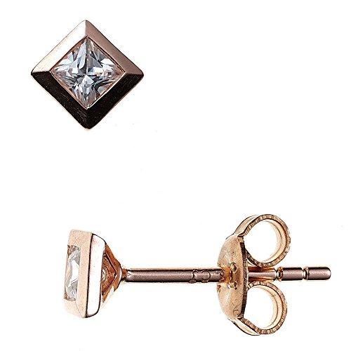 Preisvergleich Produktbild JOBO Ohrstecker 925 Sterling Silber rotvergoldet 2 Zirkonia Ohrringe