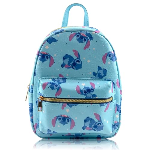 Disney Lilo and Stitch Backpack for Women Men Boys Girls Unisex | Cute PU Leather 10 Stitch Mini Backpack Purse Shoulder Purse | Stitch Bag and Stitch Accessories