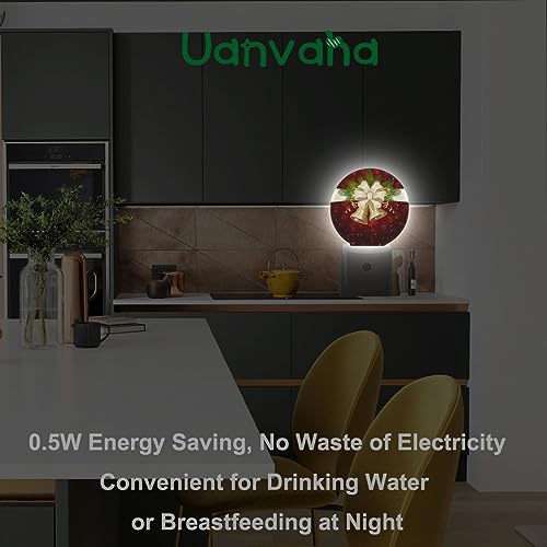 Image of Winter Decorative Night Light Christmas Bells and Beige Bow Plug-in Nightlight Energy Saving 0.5W LED Lighting for Boys Girls Men Women Bedroom