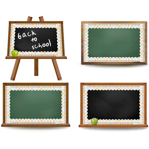 Image of Whaline 32.8 Ft Preppy Pastel Smile Face Bulletin Board Borders Colorful Firework Poms Scalloped Die-Cut Rolled Border Trim for Back to School Classroom Office Chalkboard Decoration