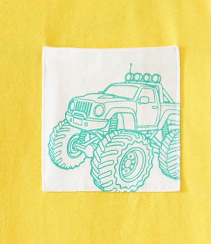 grehava Boys T-Shirts 5-6 Years Kids Pocket Graphic Tee Shirts for Summer Casual Vacation Fishing Birthday Party Camisa para niño Yellow Car — view 5