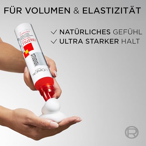 L'Oréal Paris Studio Line Schaumfestiger, Volumen und Struktur, 24 h ultra-starker Halt, Kein Verkleben, Fix&Style Fixier-Mousse, 1 x 200 ml