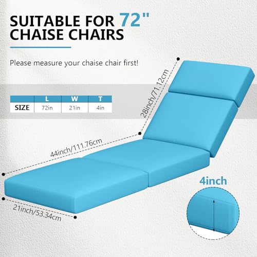 Chaise Lounge Cushions Outdoor, 72 x 21 x 4 Inch Lounge Chair Cushions for Outdoor Furniture - Waterproof Lounge Patio Replacement Cushion, 4In Fade-Resistant ThickPatio Chaise Lounge Cushion by Iristykilin - Image 2