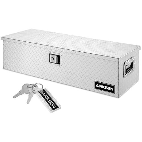 ARKSEN 39" x 13" x 10" Truck Bed Tool Box, Heavy Duty Storage Chest, Silver