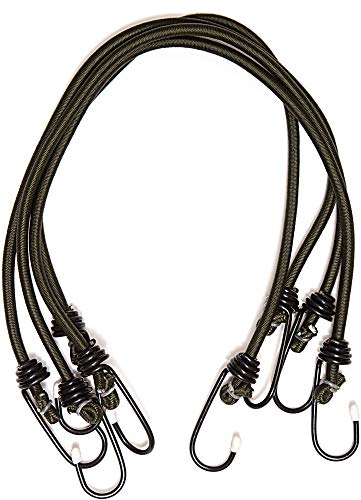 ARMYU Heavy Duty Secure Bungee Shock Cords with Steel Hooks - Olive Drab, 24