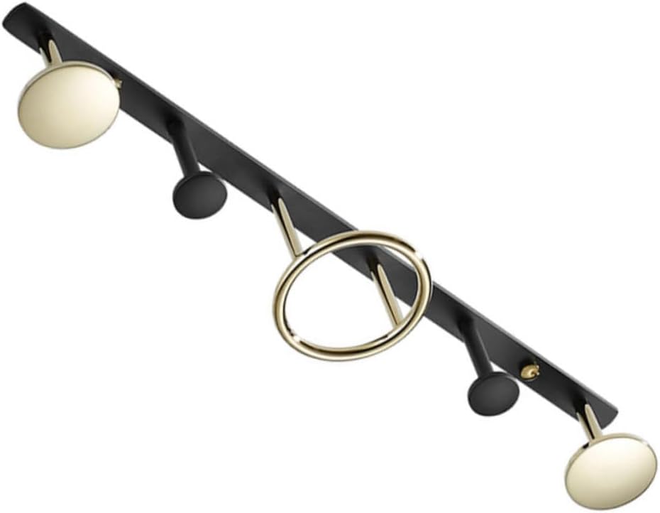 Brass Wall-Mounted Clothes Hook with 4 Hooks in 1 Ring for Door Or Wall for Robes Towels in Gold and Black Finish