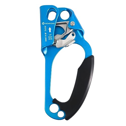 Image of NewDoar Hand Ascender & Foot Ascender & Foot Loop Set for Tree Arborist Rappelling Gear Equipment CE Certified Rope Clamp for 8~13MM Rope (Right Blue Set)