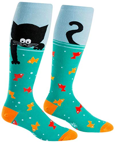 Sock It to Me, Gone Fishing' Unisex Stretch-It Knee-High Socks, Fishy Cat Socks
