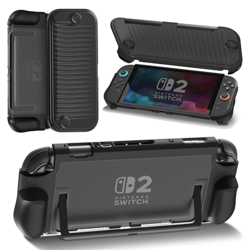 Installazione Rapida, Senza Danni: L'impugnatura flessibile in TPU si piega a 90° per un facile aggancio/rimozione senza graffiare. Solo per Nintendo Switch 2 (2025). Ottimo regalo di accessori per Switch 2