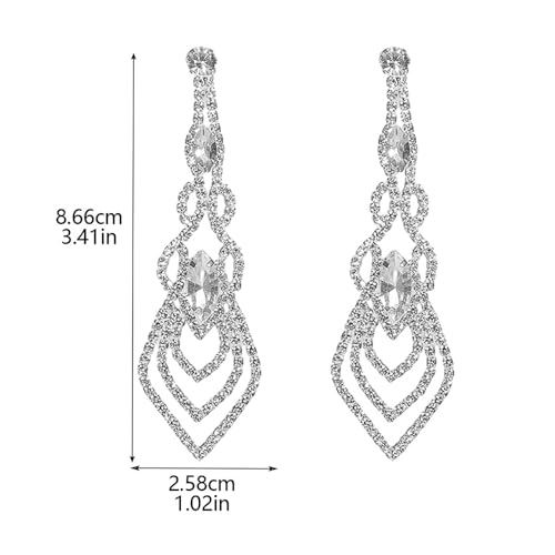Bridal Wedding Earings Rhinestones Silver Sexy Earrings for Women Rhinestone Earrings Sparkly Long Dangle Earrings Dangle Tassels Statement Earrings for Women4