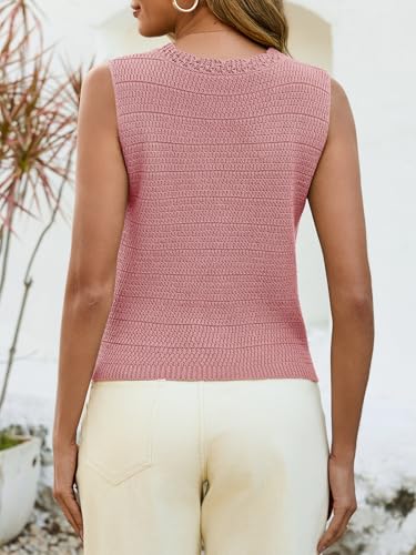 Image of Saodimallsu Womens Crochet Tank Tops Cute Summer Sweater Vest Knit Outfits | Trendy Casual,Sleeveless,V Neck,Cropped,Button Down,Boho,Going Out,Casual Daily Wear, Beach Vacation