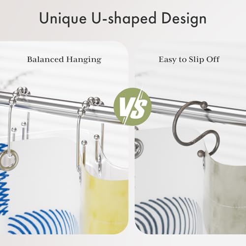 image for AmazerBath Shower Curtain Hooks Chrome Metal Shower Curtain Rings Rust