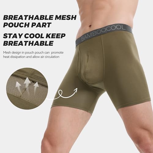 BAMBOO COOL Men's Underwear Dual Pouchs Boxer Briefs Support Ball Pouch Breathable Underwear For Men 4 Pack3