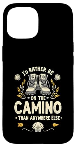 Camino de Santiago T-Shirt Pilgrim Hiking Boots Shell Gift Case for iPhone 15