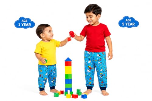 Image of NammaBaby Cotton Pajama Pants with All Over Print for Boys and Girls (Multicolor Designs)(Regular Fit)(Pack of 5)