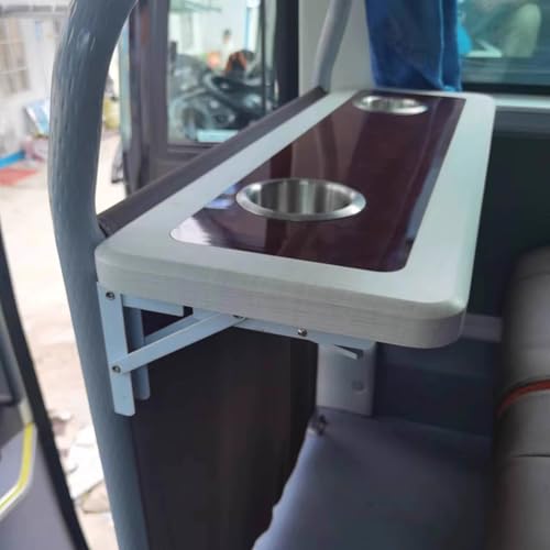 Tavolo pieghevole a parete con due portabicchieri per camper, autobus, installazione di guardavia turistica
