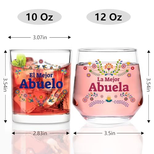 50% OFF Juego de copas para abuelos en español - Regalo perfecto
