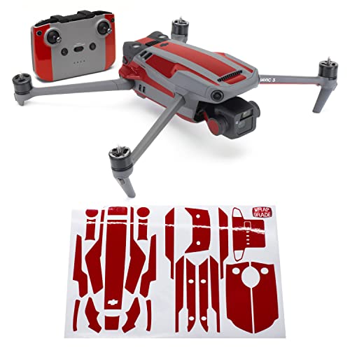 Image of WRAPGRADE Partial Skin Stickers for DJI Mavic 3 / Mavic 3 Classic Accent Color (SUPER RED)
