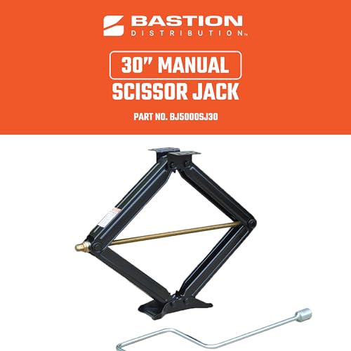 Image of Bastion Distribution Two New 30 inch Scissor Jacks with Crank Handle | 5000lbs Capacity | 5-30 inch Height | Spray-Tested Powder Coated | BJ-5000MSJ30