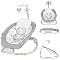 LIONELO Baby Rocker & Infant Bouncer Chair Pascal with Soothing Motion, 12 Lullabies, Vibrations, 4-Position Recline, Toy Bar, 5-Point Harness, Foldable Portable, from Birth