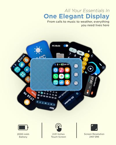 Image of WHITE SQUARE Mini Wireless Bluetooth Speaker 10W with Touch Screen, BT 5.4, 6H Battery, Type-C Charging, Dual Connectivity, Smart Display with Calendar, Calculator & Weather, Portable Speaker