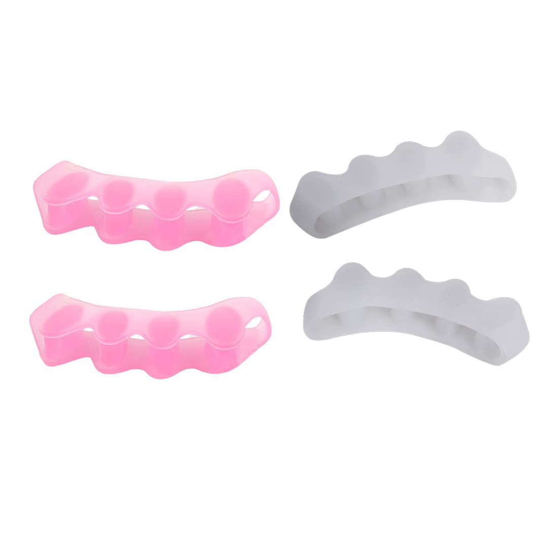 4 Piezas Separador Dedos Pie Kits de enderezadora de dedos en gel Separador Dedos Pie Silicona para Hallux Valgus Dedos de Martillo dedos torcidos y dedos superpuestos