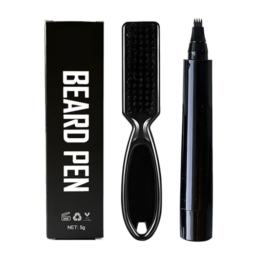 Kit de Bolígrafo de Relleno para Barba, 1 Relleno de Lápiz de Barba para Hombres con Cepillo, Waterproof & Sweatproof, To Fill, Define & Sharpen Hair, Beard & eyebrow Colour(marrón oscuro)