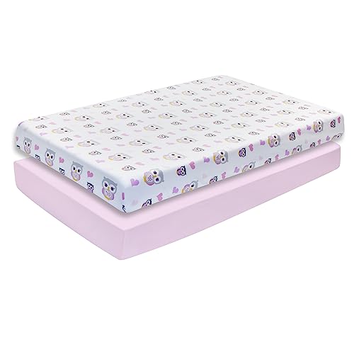 image for EVERYDAY KIDS 2 Pack Fitted Girls Crib Sheet, 100% Soft Breathable Cot