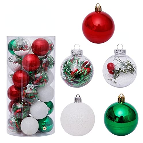 NC Boules Suspendues d'arbre De NoëL 30pcs 60mm/2.36 '' Ornements De Boule De NoëL Peints Remplis De Bulles Transparentes Ornements d'arbre De NoëL FixéS pour La DéCoration De NoëL
