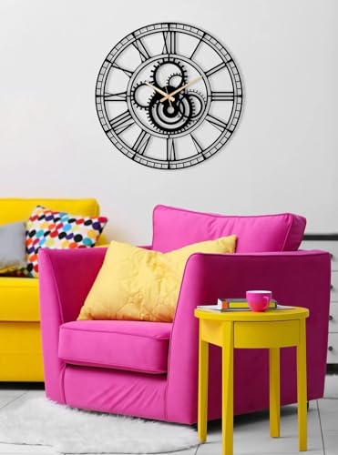 Image of Stylish Metal Analog Wall Clock for Living Room, Bedroom, Office, Kitchen, Home and Hall | Antique Fancy Big Size Modern Wall Watch for Home Decor (DA-190, 40CM)