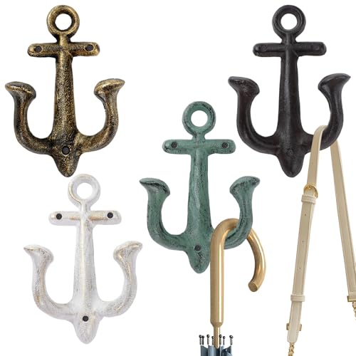 Notakia-Decorative-Wall-Mounted-Antique-Shabby-Chic-Metal-Home-Bathroom-Towel-Coat-Hooks-Hanger-Vintage-Rustic-Cast-Iron-Wall-Hooks-Large-Nautical-Towel-Hooks-4Pcs Notakia Decorative Wall Mounted Antique Shabby Chic Metal Home Bathroom Towel Coat Hooks Hanger Vintage Rustic Cast Iron Wall Hooks Large Nautical Towel Hooks 4Pcs